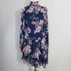 Yumi Kim Silkwood Navy Class Act Dress Long Sleeve Mock Neck Layered Size Small